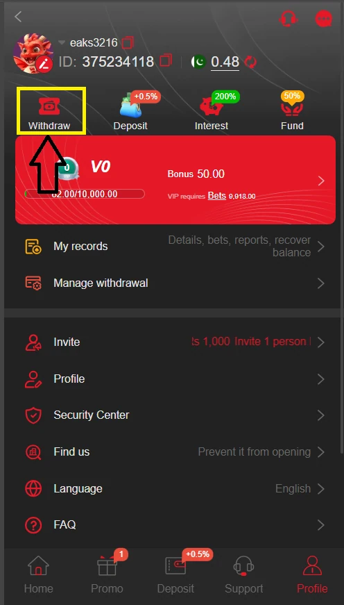 e98 app deposit
